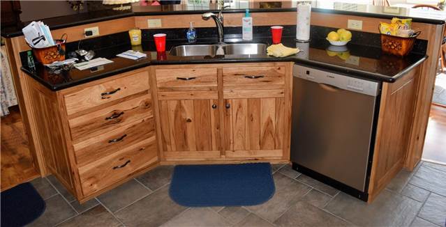 Rustic hickory with light stain - Granite countertops